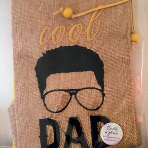 Beige and Black Cool Dad Bottle Holder With Drawstring